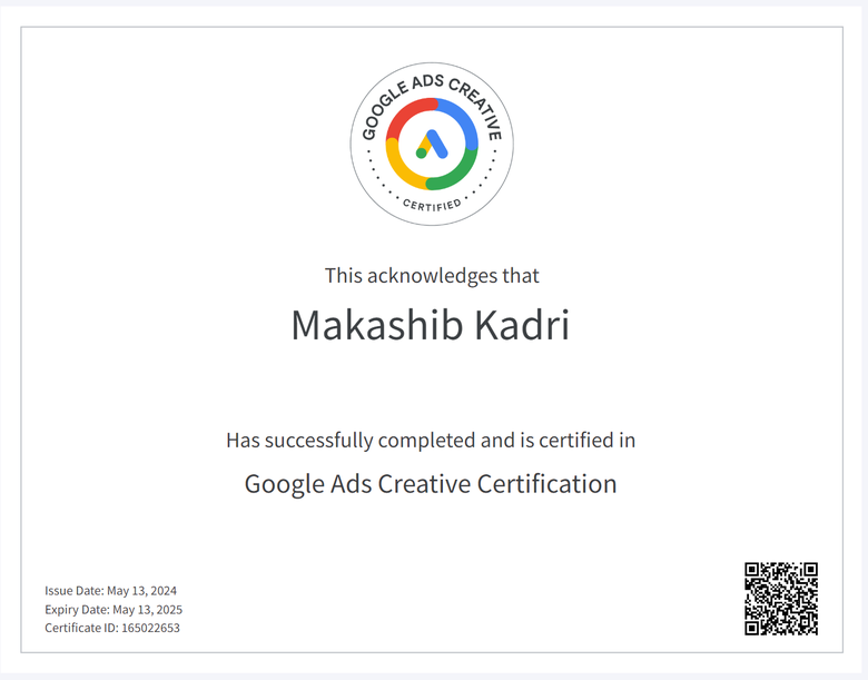 makashib kadri google ads creative certification